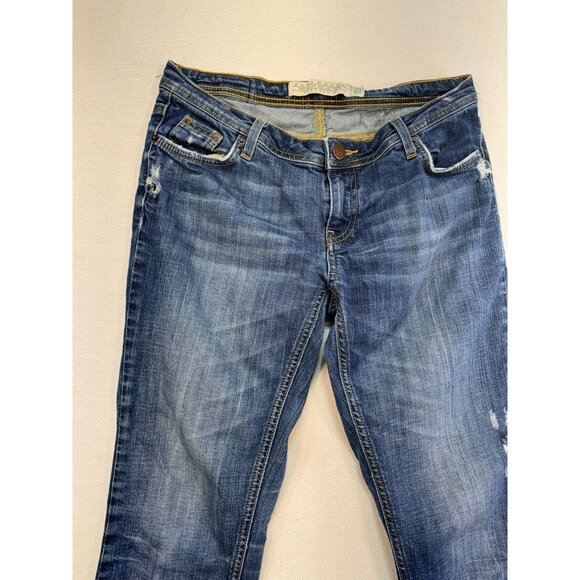 Zara Woman Premium Collection Aged Denim Jeans Size 4 Blue Distressed Look - Picture 6 of 11